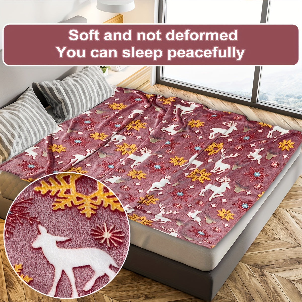 Glow in the Dark Flannel Fleece Blanket with Christmas Tree Print Cozy All-Season Home Decor