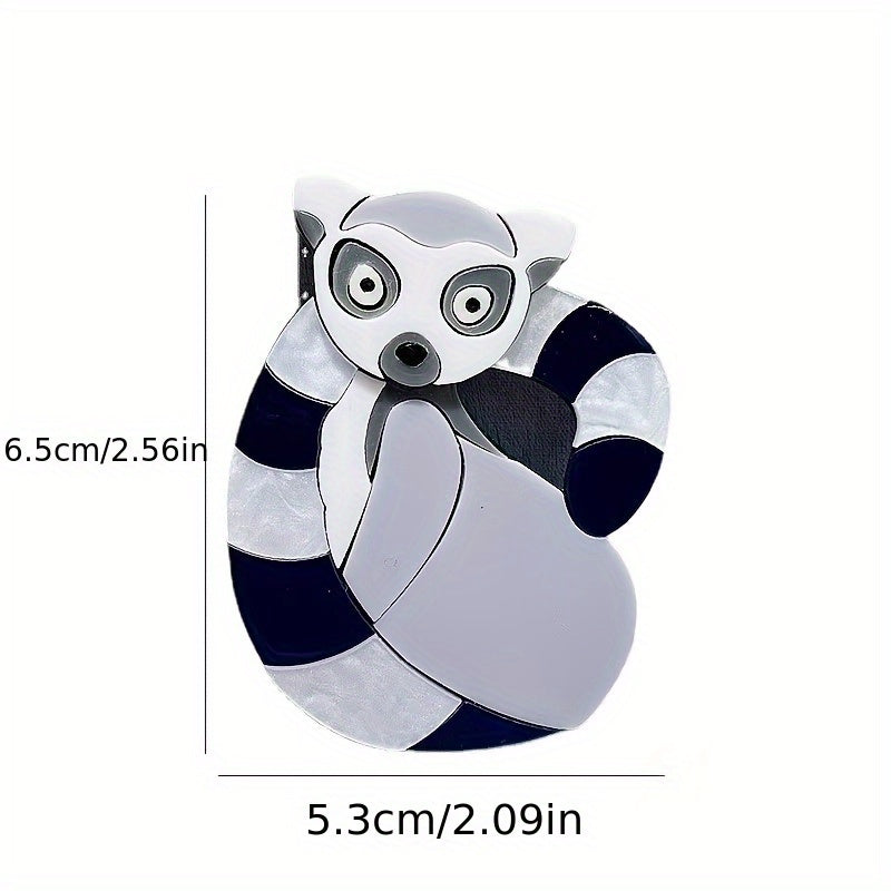 Cute Lemur Brooch Cartoon Animal Pin Acrylic Jewelry for Clothing Bags