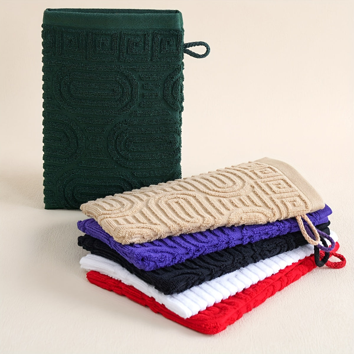 3-Pack Cotton Bath Gloves with Space Theme, Super Absorbent 420gsm