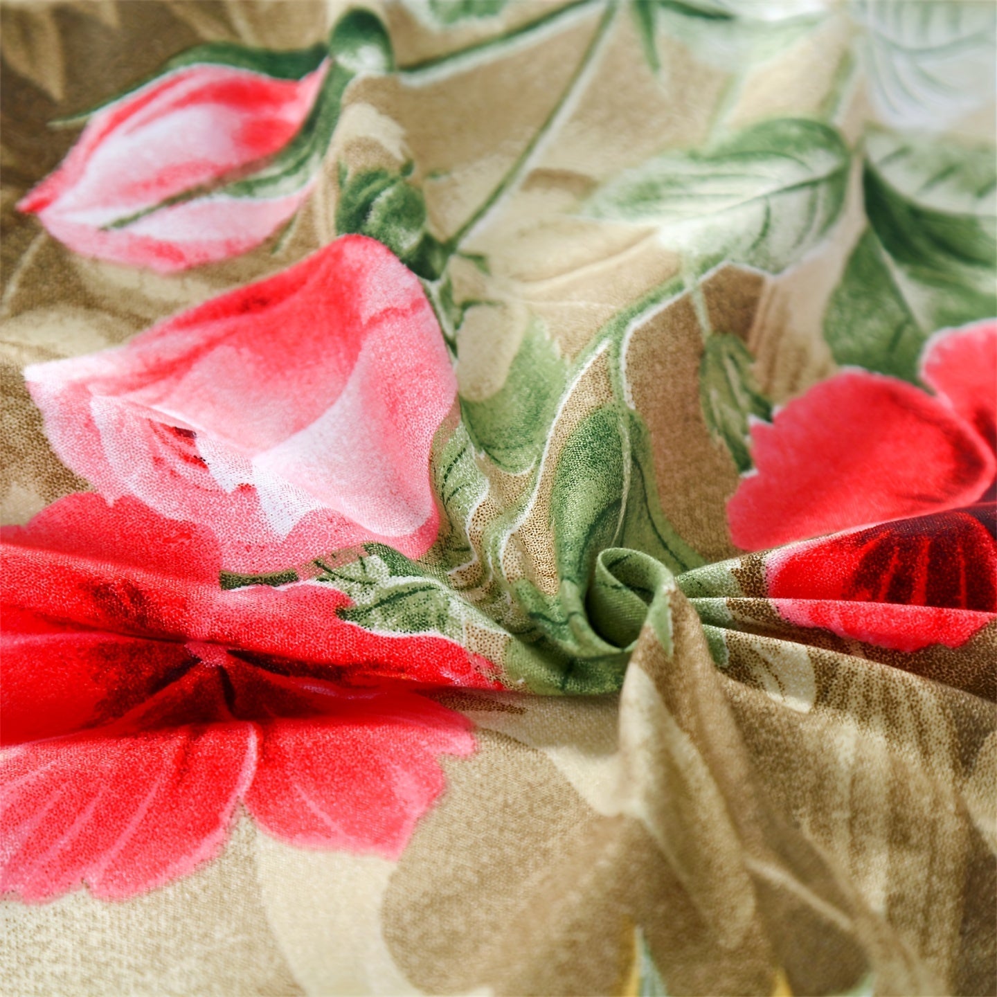 Floral Print Bedding Set with Fitted Sheet and Pillowcases for Bedroom and Guest Room