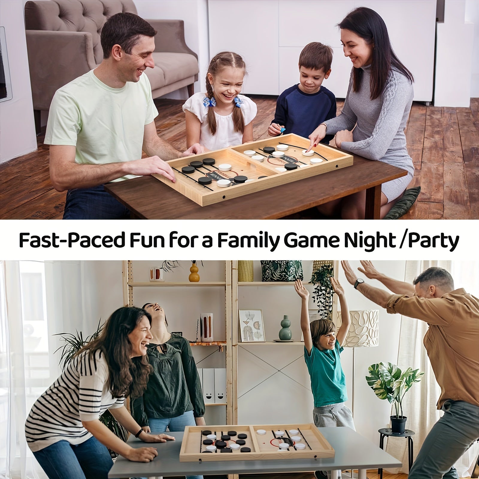 Fast Sling Puck Game Interactive Board Game for Family and Office Black and White Chess Pieces Educational Toy for All Ages