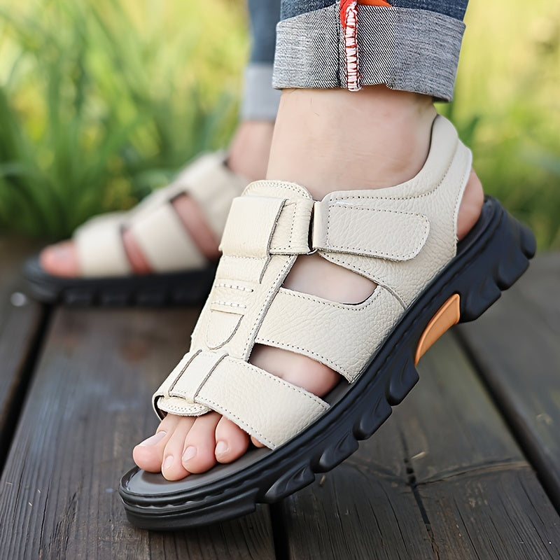 Men's Summer Casual Hiking Sandals Leather PU Comfortable Outdoor Footwear