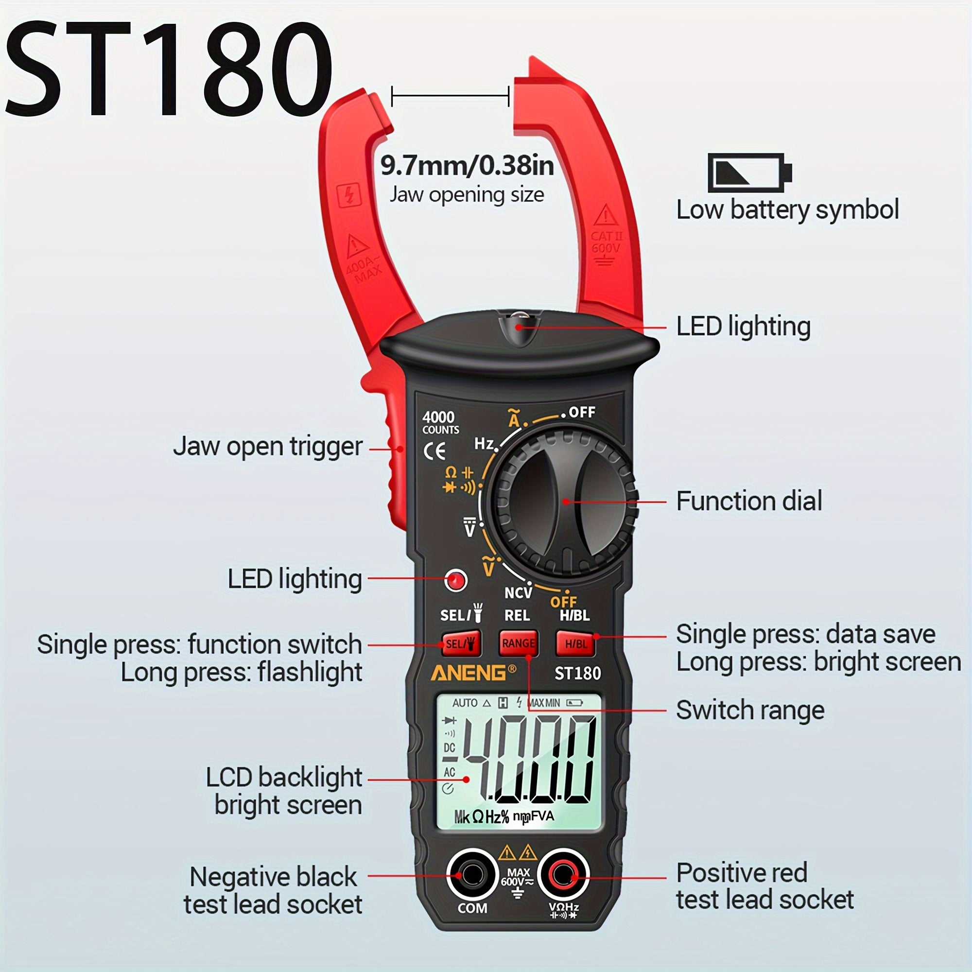 Kit de multímetro con probador y pinza para medir corriente, voltaje, temperatura, resistencia y continuidad