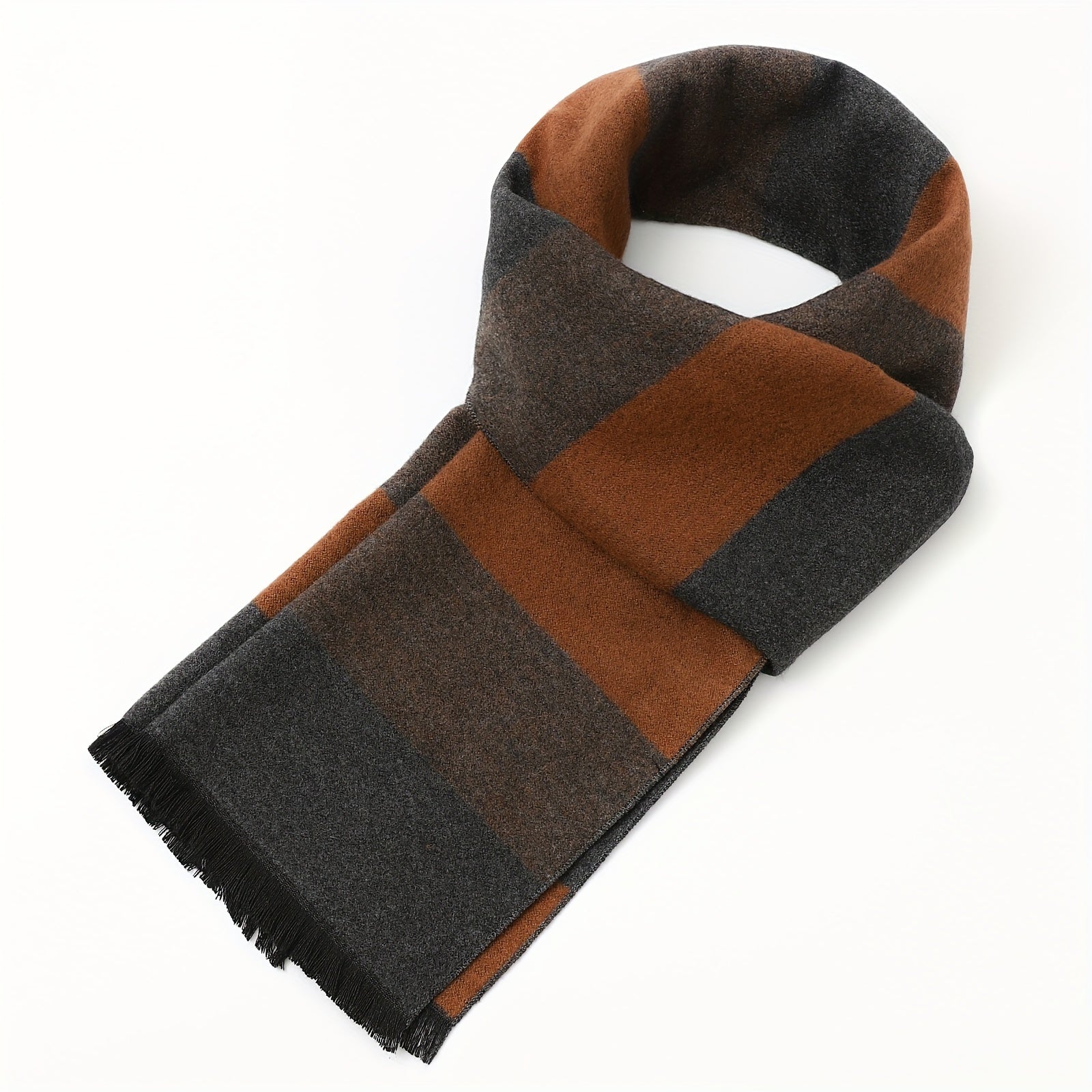 Men's Faux Cashmere Scarf Plaid Print Windproof Warm Fall Winter Accessories