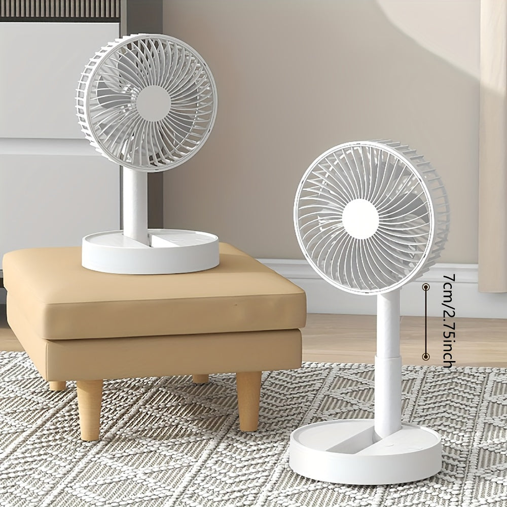 20.32cm Portable Folding USB Desk Fan with Rechargeable Battery, 4 Speeds, Adjustable Height
