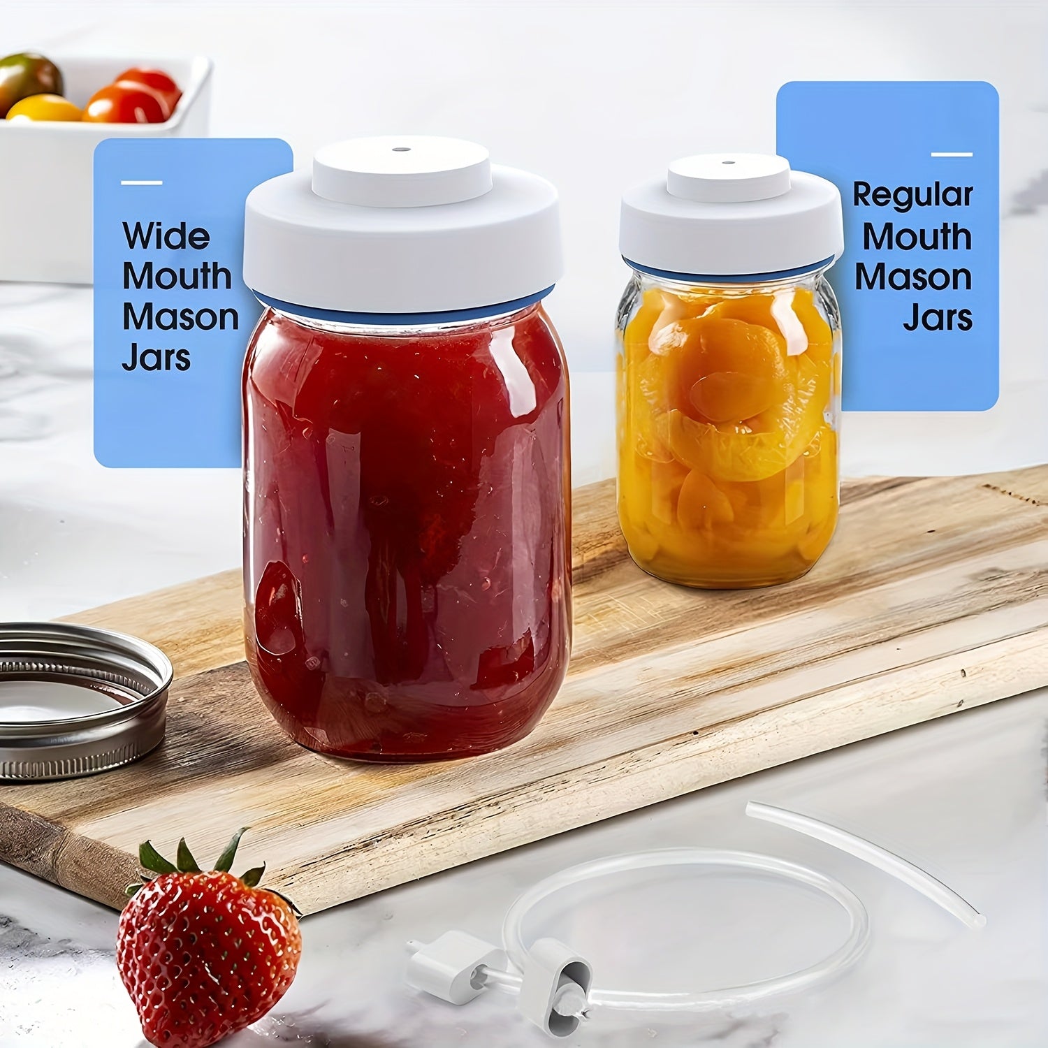 Mason bankalar uchun vakuum yopishtiruvchi to'plami, shlang va aksessuarlar bilan, sozlanadigan pompasi