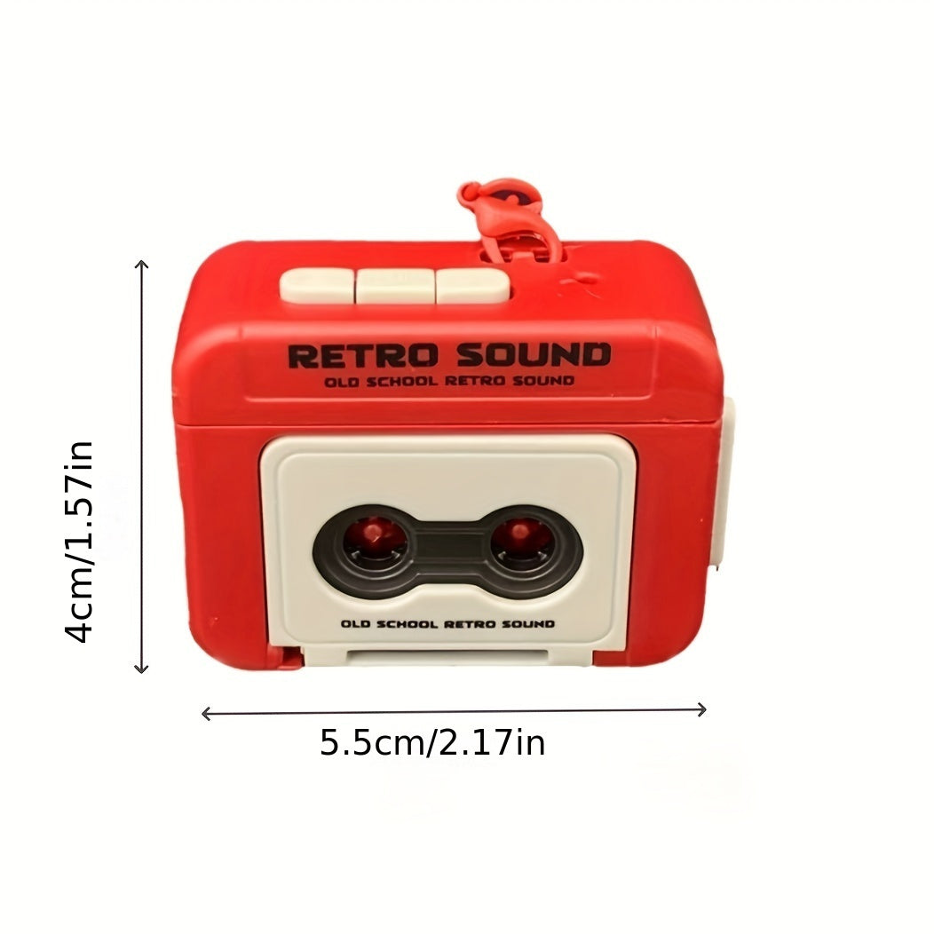 Retro Vinyl Tape Recorder Keychain Mini Cassette Tape Charm PVC Audio Gift