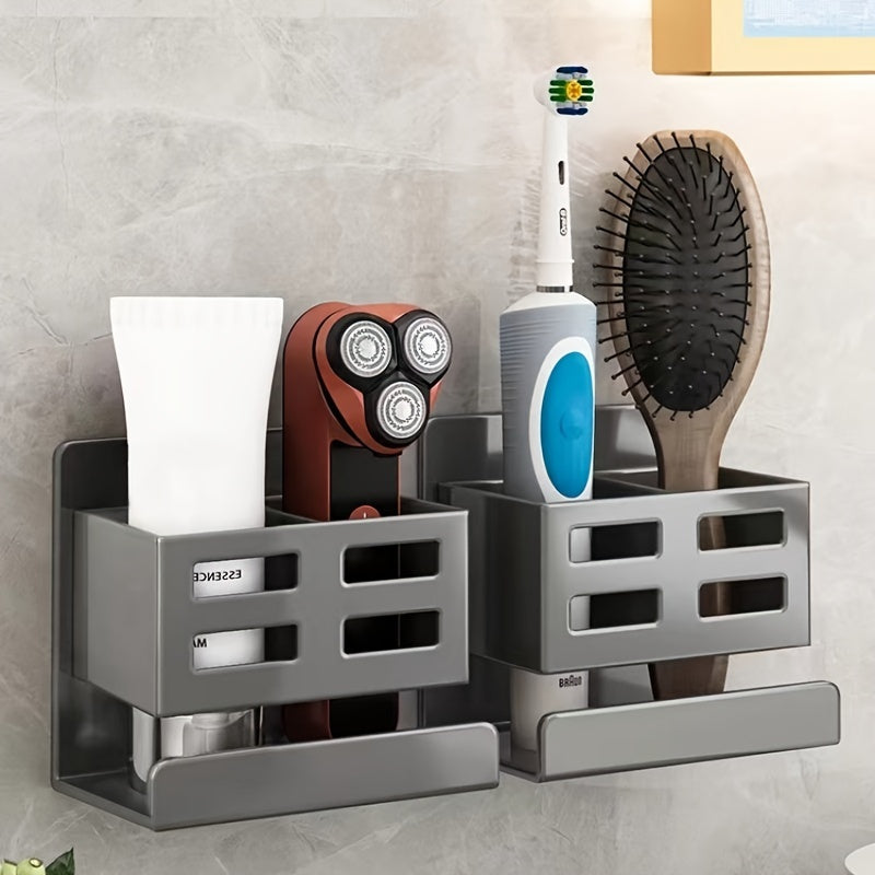 Plastic Wall-Mounted Cosmetic Storage Rack Large Capacity Easy Installation Bathroom