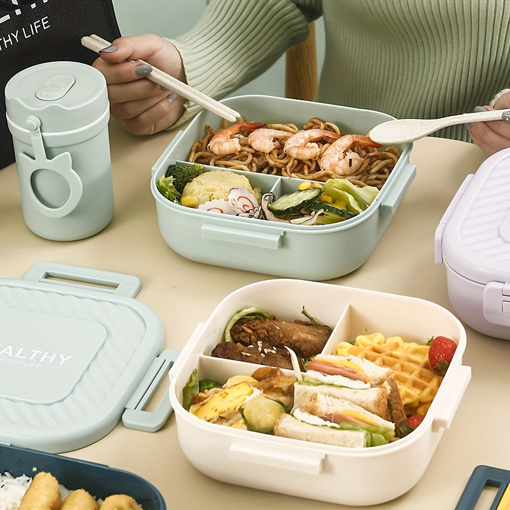 Пластиковый квадратный ланч-бокс для одного с герметичным дизайном для хранения на открытом воздухе и фруктового салата