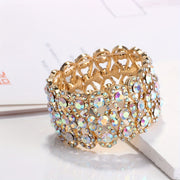Elegant Rhinestone Pave Copper Stretch Bracelet for Women and Girls