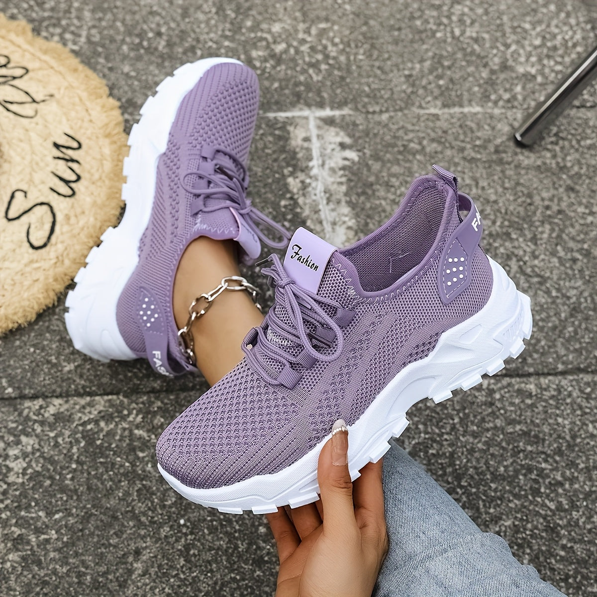 Women’s Light Blue and White Knit Sneakers - Breathable Mesh, Cushioned EVA, Slip-On Low-Top