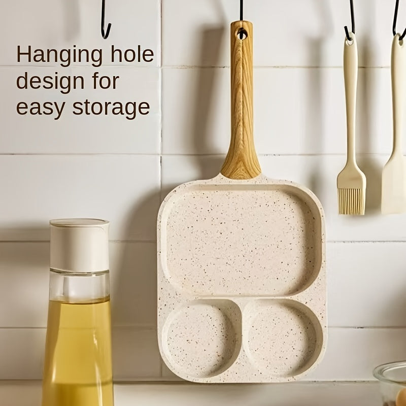 Non-Stick 3-in-1 tuxum va burger qovurish panosi Maifan tosh qoplamasi bilan - Qora alyuminiy alloy