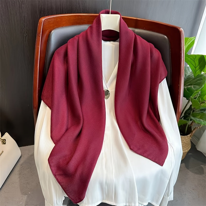 Elegant Women's Monochrome Square Scarf with Thin, Breathable Linen Feel - 89.92cm - Minimalist Style, Windproof, Sunscreen - Perfect Head Wrap