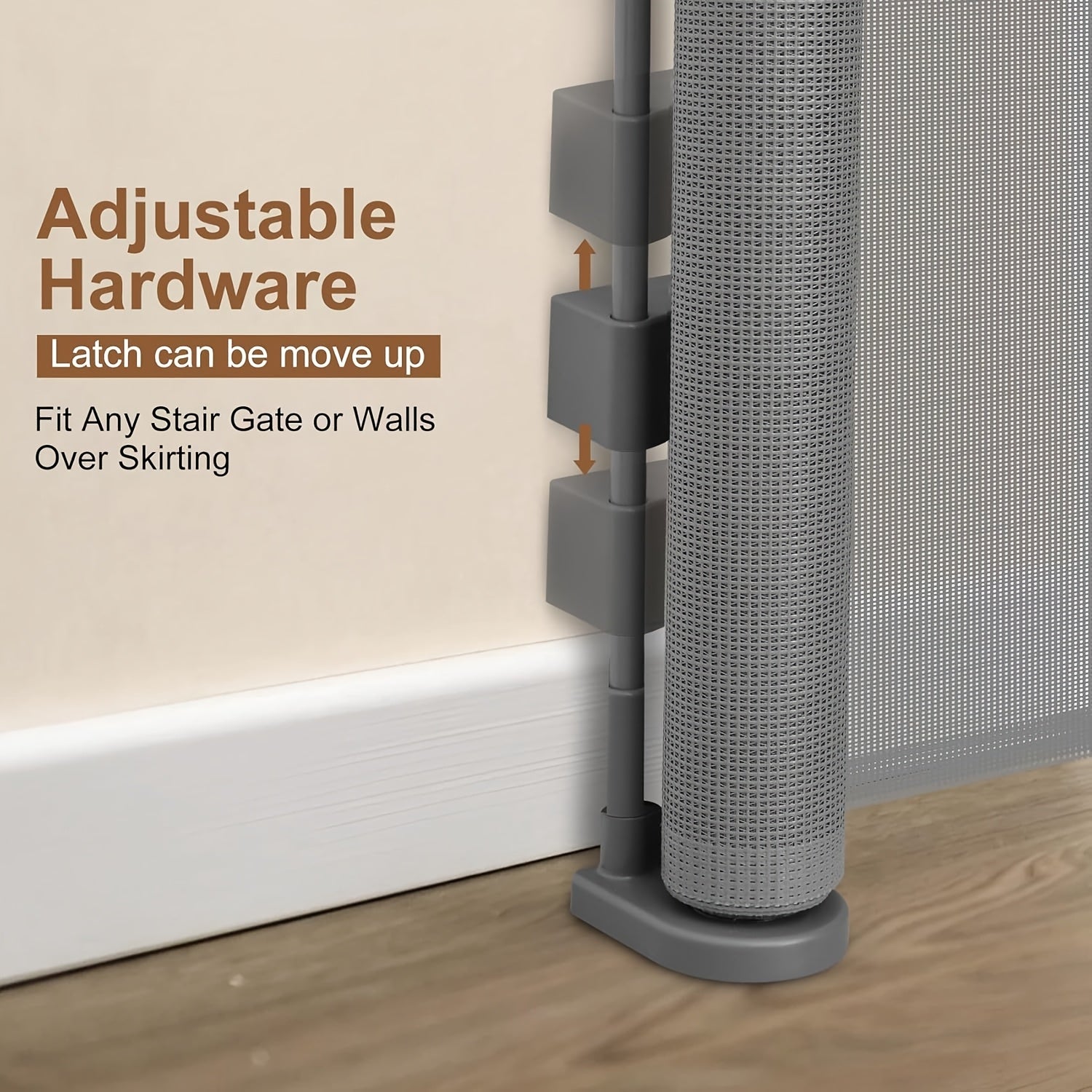 Puerta de seguridad para bebés con malla retráctil extra ancha, para niños y mascotas, de 86cm de altura