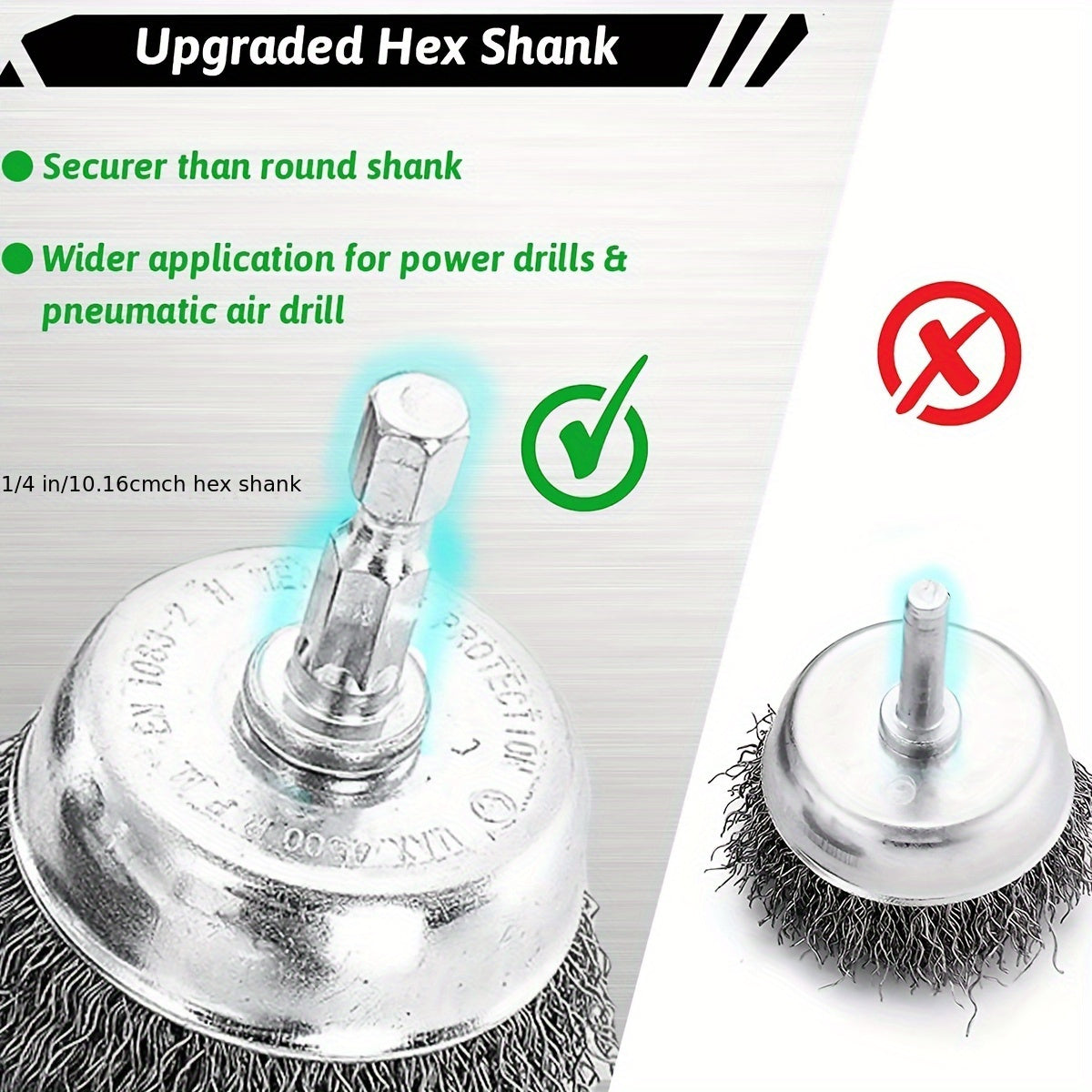 3PCS Wire Brush Wheel Cup Set Coarse Carbon Steel Rust Removal Drill Attachments