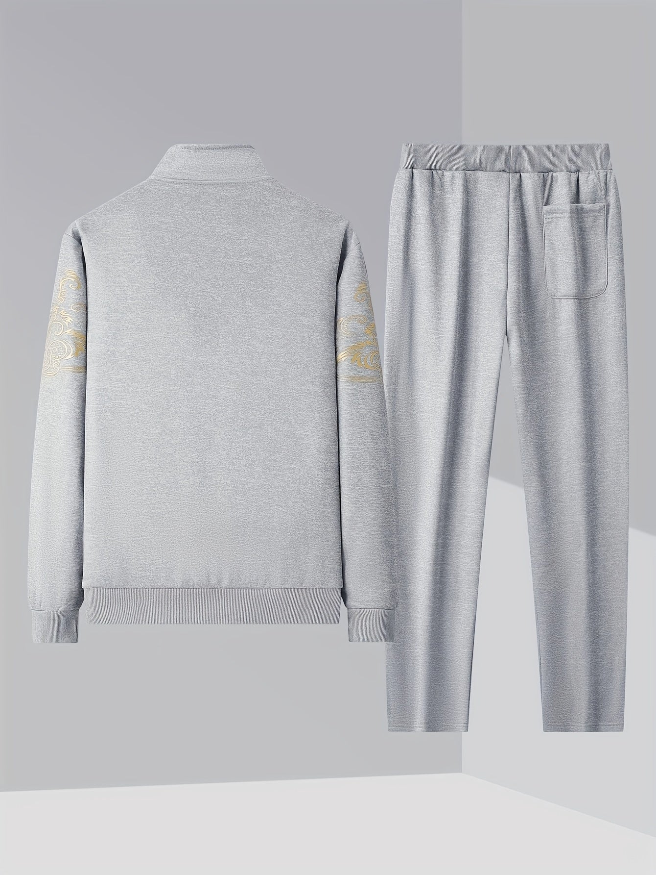 Printed Floral Knit Zip-Up Hoodie for Spring and Fall Casual Sports Suit