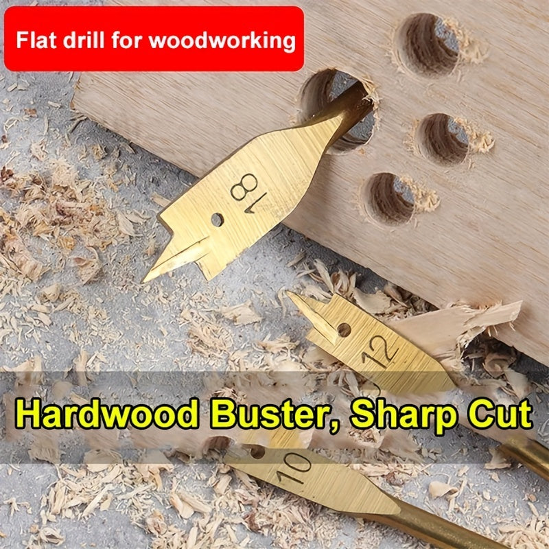 6PCS Titanium Flat Drill Bit Set for Wood Hole Opener Carpentry