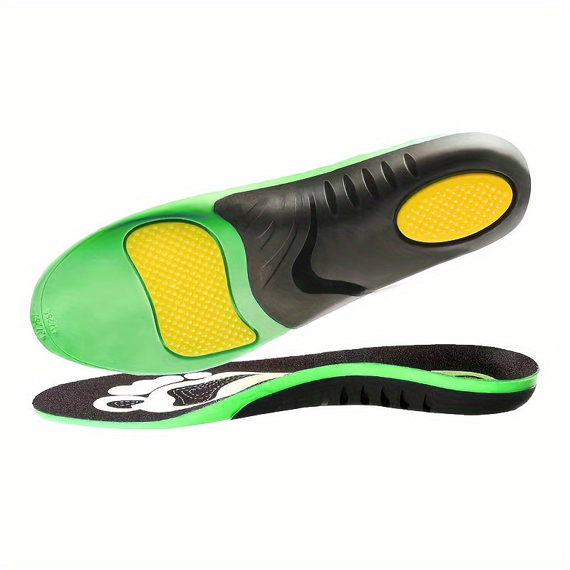 Unisex Breathable PVC Arch Support Insoles Flat Feet Cushioned Black Green