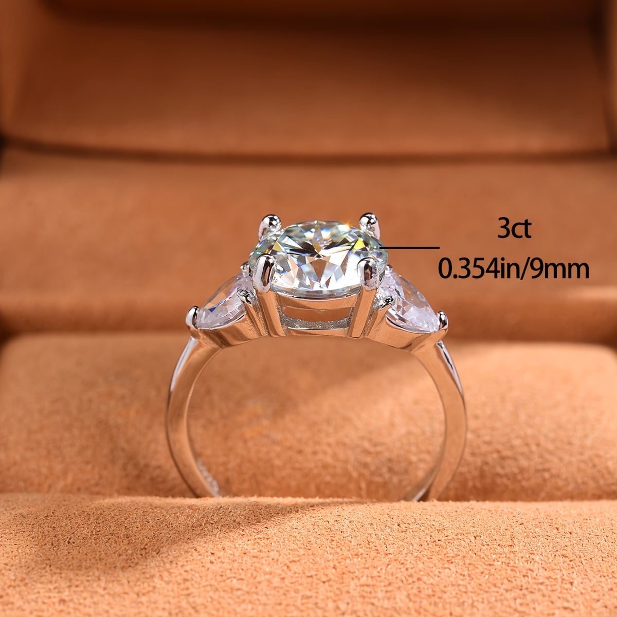 Women's 3ct Moissanite Engagement Ring Sterling Silver Heart Promise Eternity Band