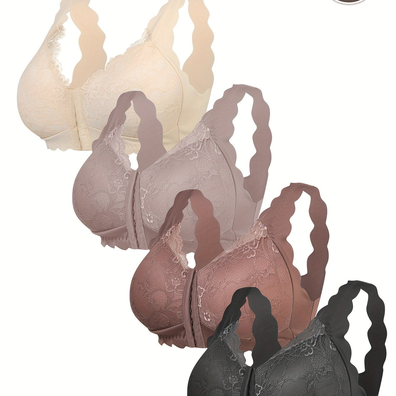 Women Lace Bra Set Plus Size V-Neck Floral Supportive Light Sports