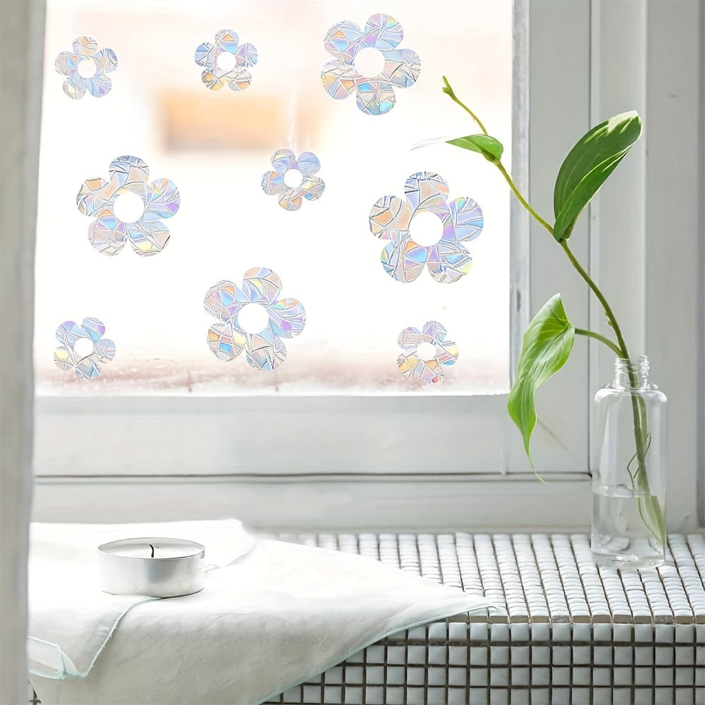 Rainbow Flower Window Clings Set of 13 Reusable Bird Collision Decals