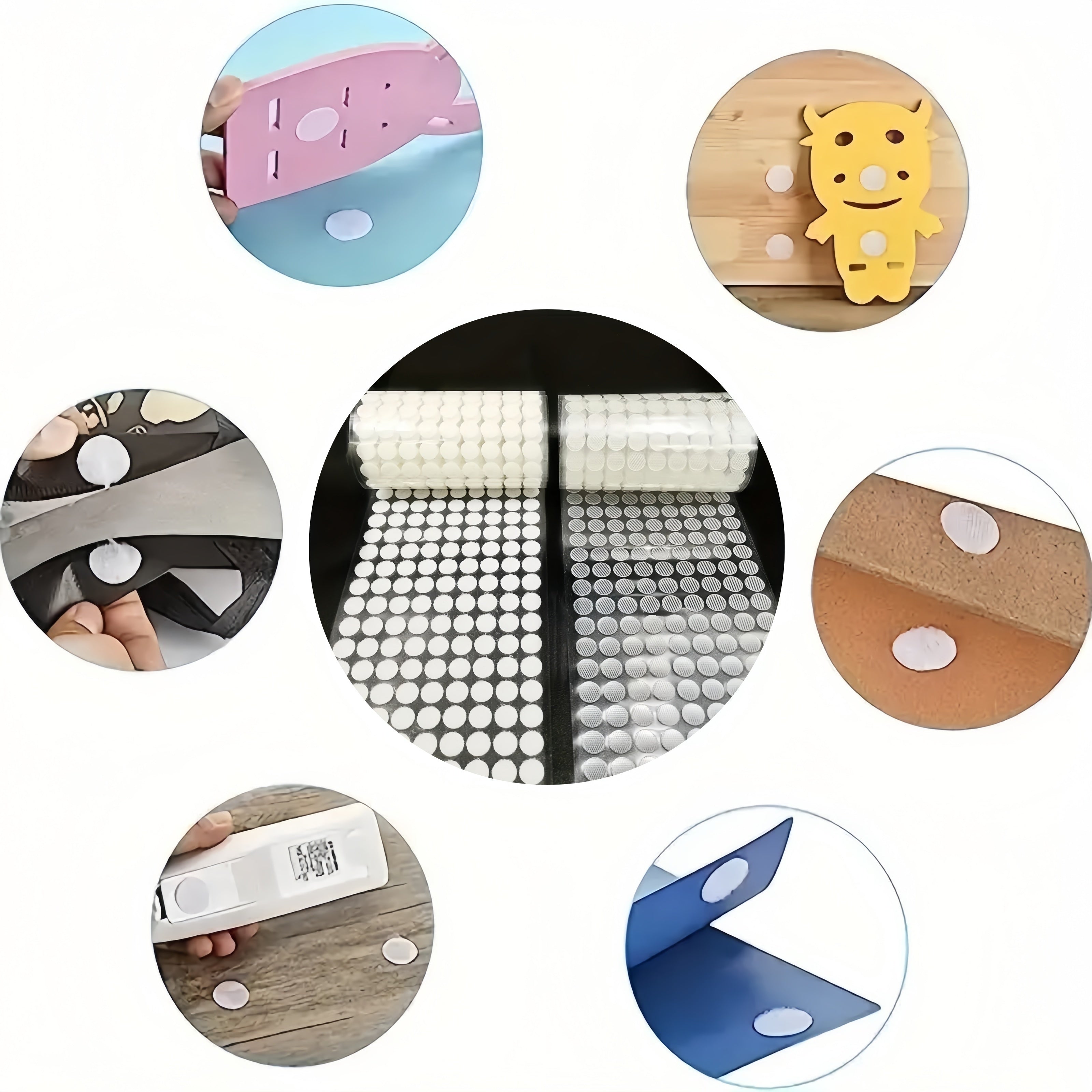 1000pcs 1cm Transparent Nylon Self-Adhesive Hook Rings for DIY Home Office Classroom