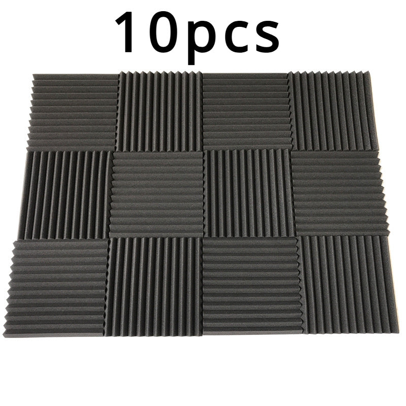 10pcs Black High-Density Flame Retardant Acoustic Foam Panels Soundproof Wedge Tiles for Studios and Offices