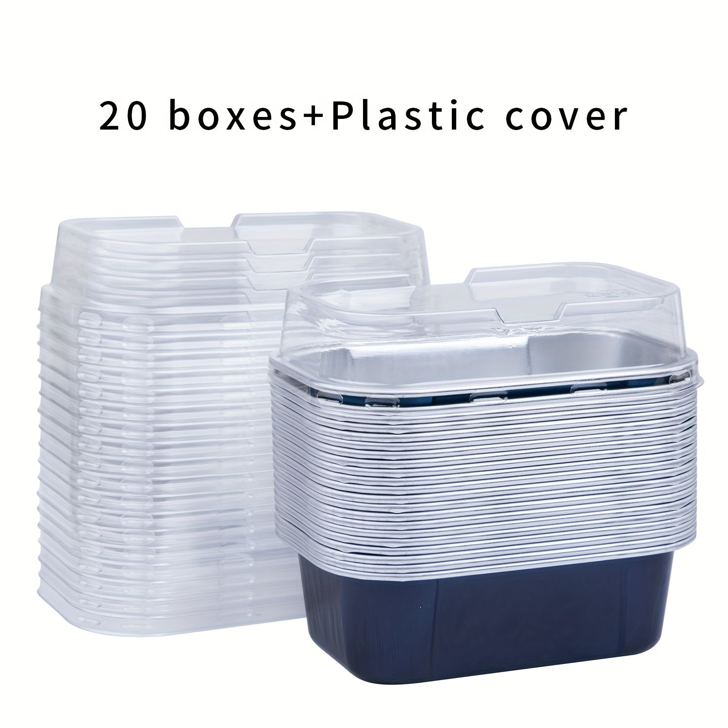 Pack de 20 copas mini cuadradas de aluminio coloridas para postres de 10.92x7.11 cm con tapas