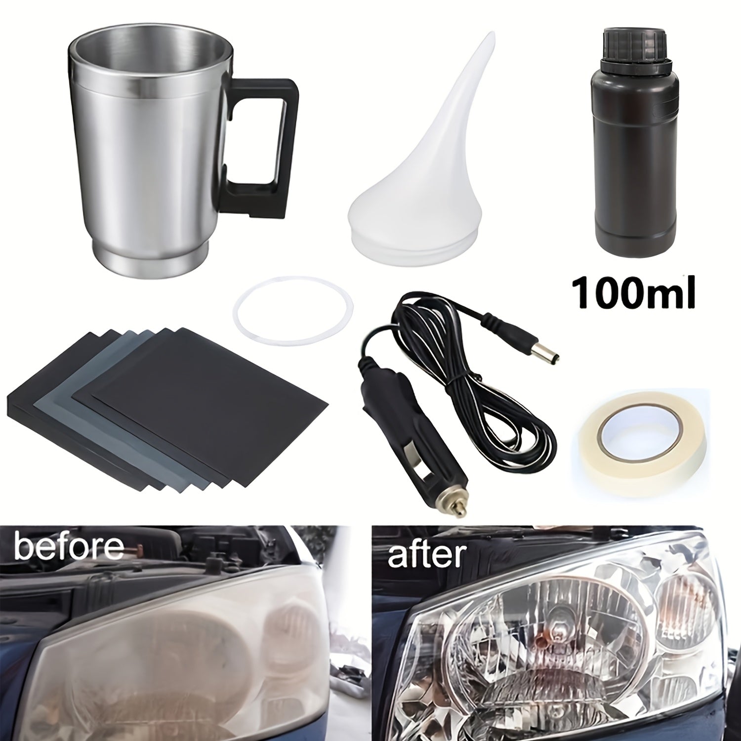 Car Headlight Restoration Kit for Polishing and Cleaning