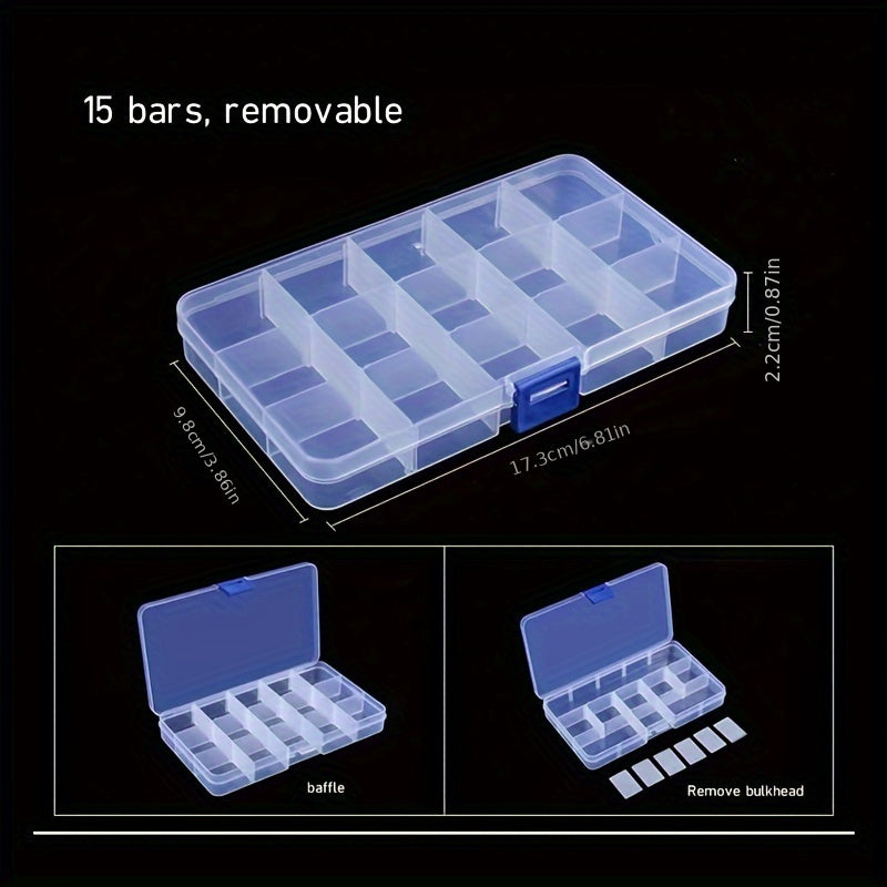 Detachable 15-Grid Clear Storage Organizer for Jewelry Makeup Nails Screws