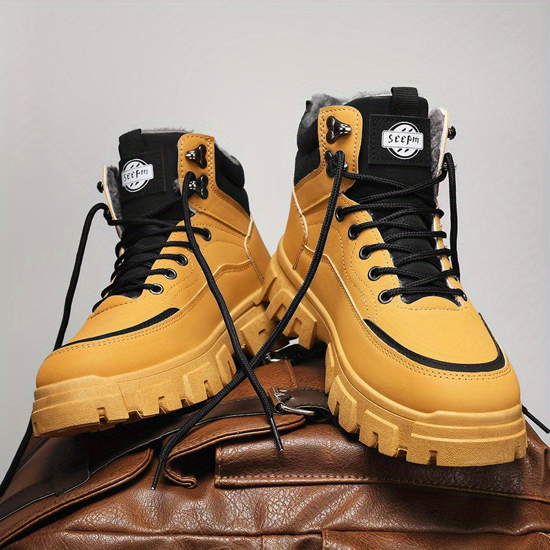 Women's Mustard Yellow PU Slip-On Chunky Heeled Casual Shoes