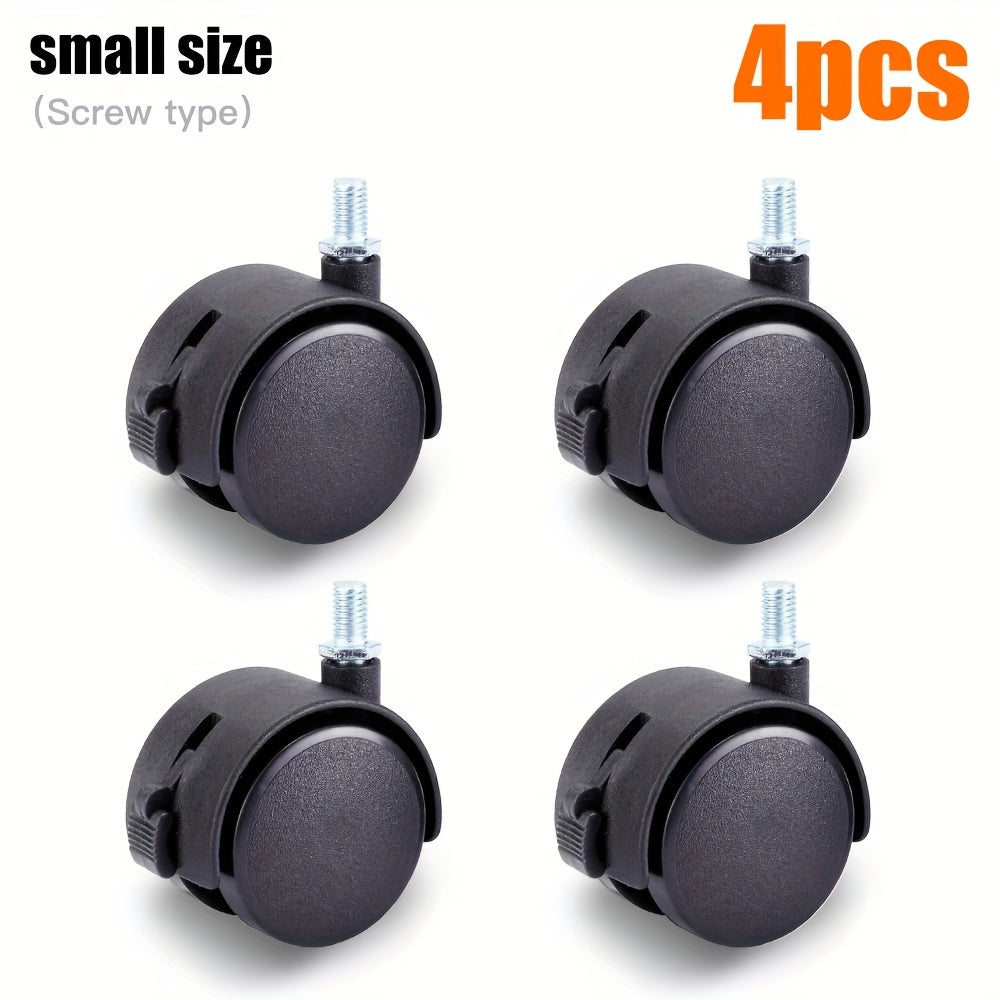 2 yoki 4 dona qora naylon ofis va o'yin kreslolarining oyoq rulolari, qulflash tormoz bilan