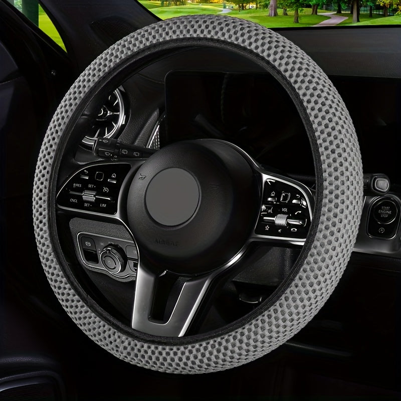 Universal 15-Inch Nylon Mesh Car Steering Wheel Cover Anti-Slip Durable
