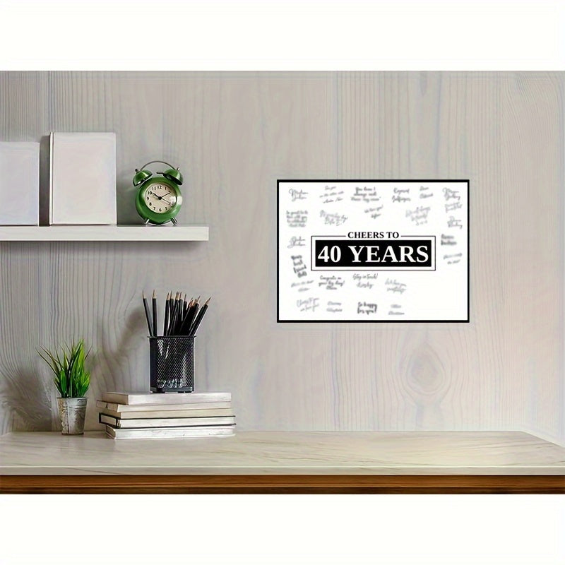 Black Canvas Guest Book for 40th Birthday Retirement Anniversary 12x16