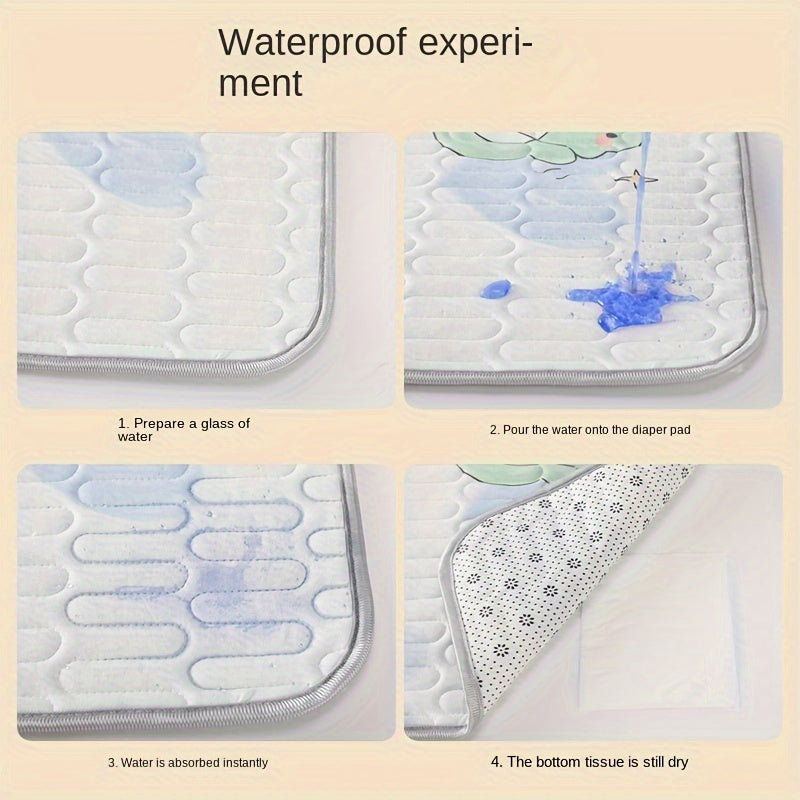 Large Waterproof Baby Changing Mat with Non-Slip Backing Soft Washable Cartoon Design