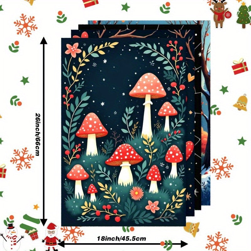 Set of 4 Christmas Snowman and Snowflake Wall Art, 45.72x66.04cm Holiday Decor