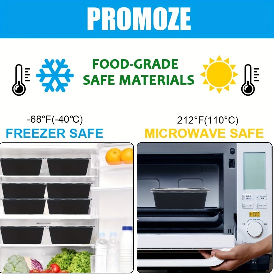 30 Pack Black Plastic Food Storage Containers with Lids, Leakproof, Microwave Safe