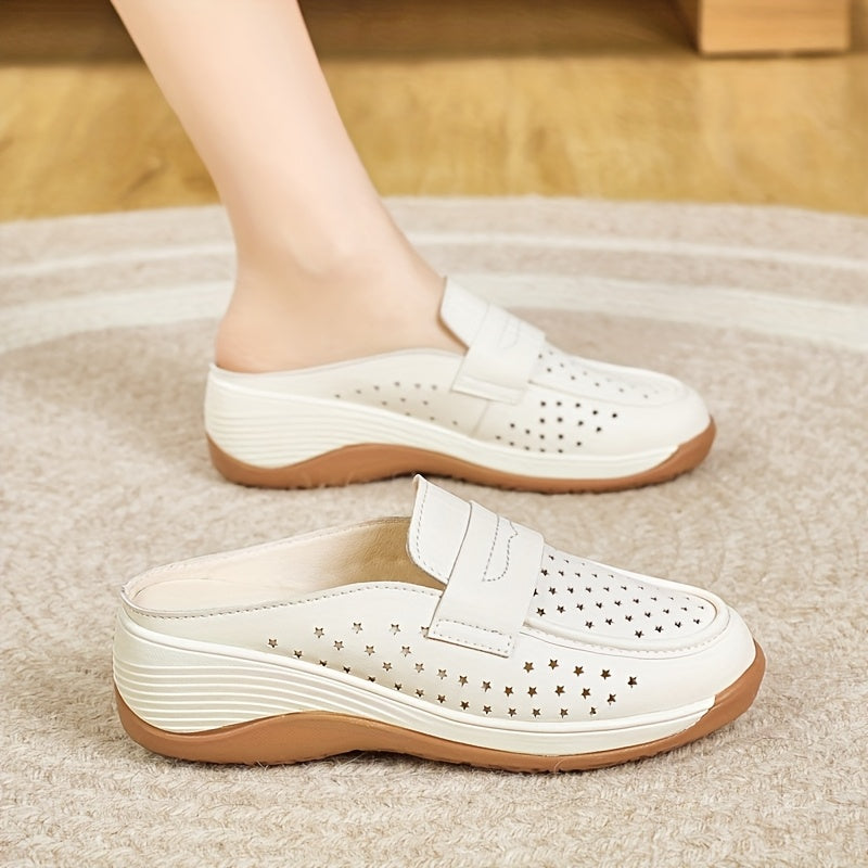 Women Summer Breathable Perforated Slip-On Sneakers Non-Slip Flat Shoes