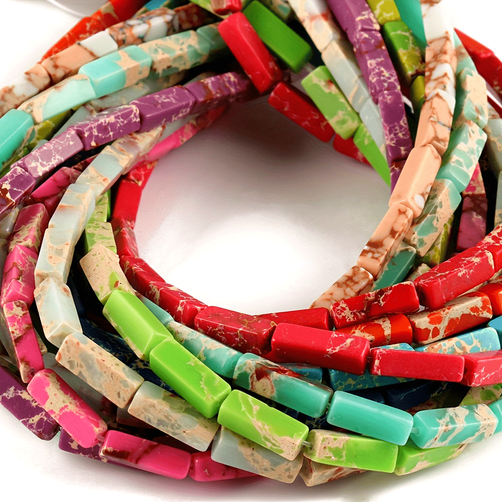 Natural Stone Jasper and Shoushan Beads Set for Jewelry Making Multicolor Cylindrical