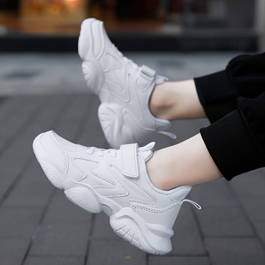 Boys Casual Sneakers Geometric Design Lightweight EVA Sole Breathable Fabric Outdoor Athletic Shoes