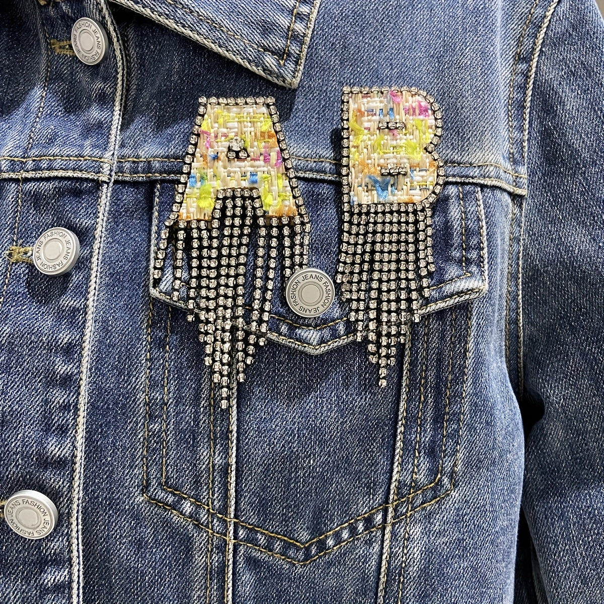 Women's Rhinestone Letter Brooch Irregular Woven Design Jewelry