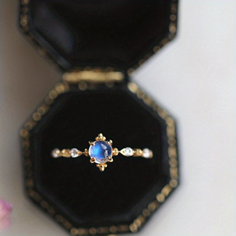 Women’s Gold Plated Geometric Ring with Four-Prong Design