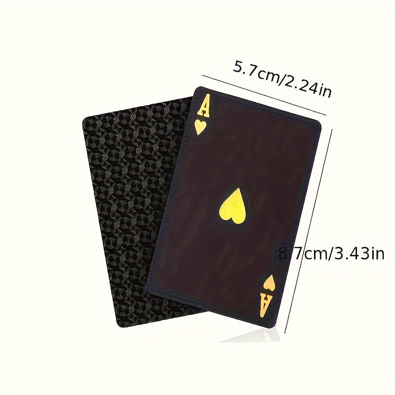Black and Gold Foil Waterproof Plastic Poker Playing Cards - 54 Deck for Parties and Games