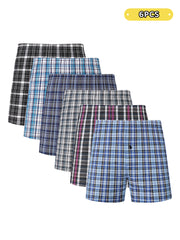 Men's Woven Boxer Shorts 6-10 Pack Cotton Blend Stripes Elastic Waistband