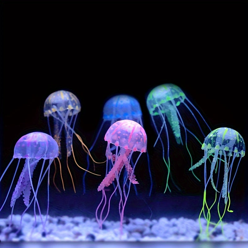 Fluorescent Luminous Silicone Jellyfish Aquarium Decoration for Fish Tanks