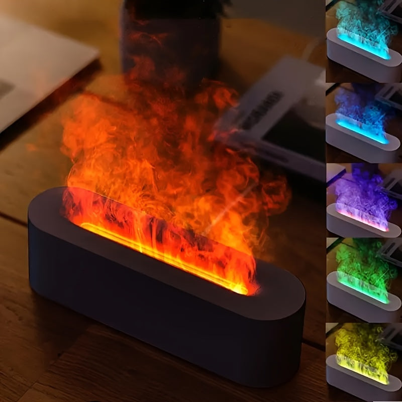 Flame Effect Aromatherapy Humidifier with RGB Light USB Timer for Air Purification