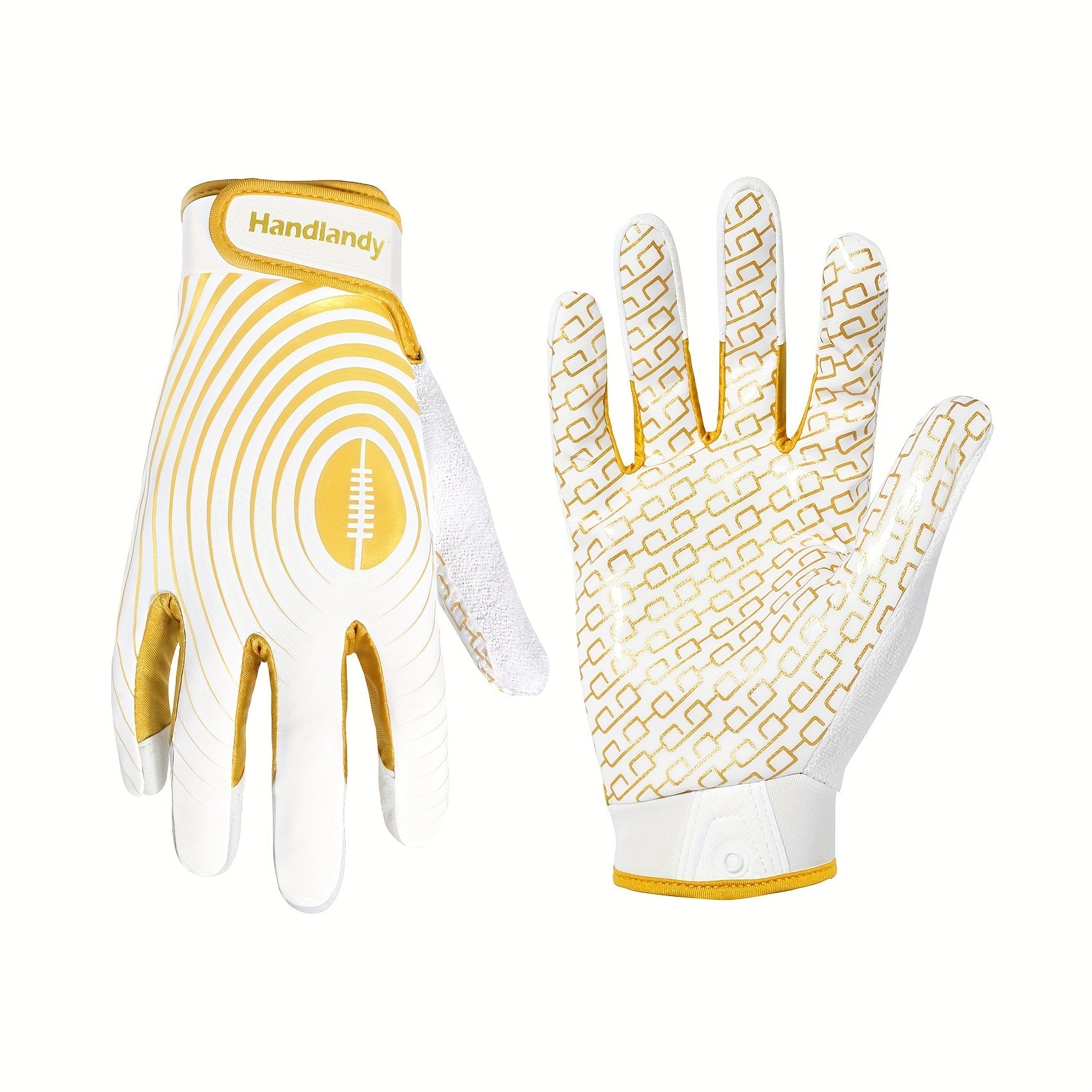 Adjustable Football Gloves with Sticky White and Gold Receiver Palms