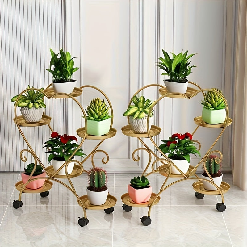 Soporte para plantas de metal en forma de corazón, de varios niveles, para interior y exterior, exhibición floral