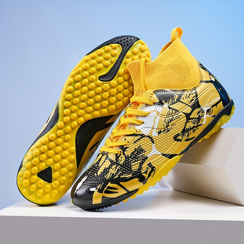 Men's Striped Football Shoes Durable Non-Slip Lightweight All-Season Training and Sports