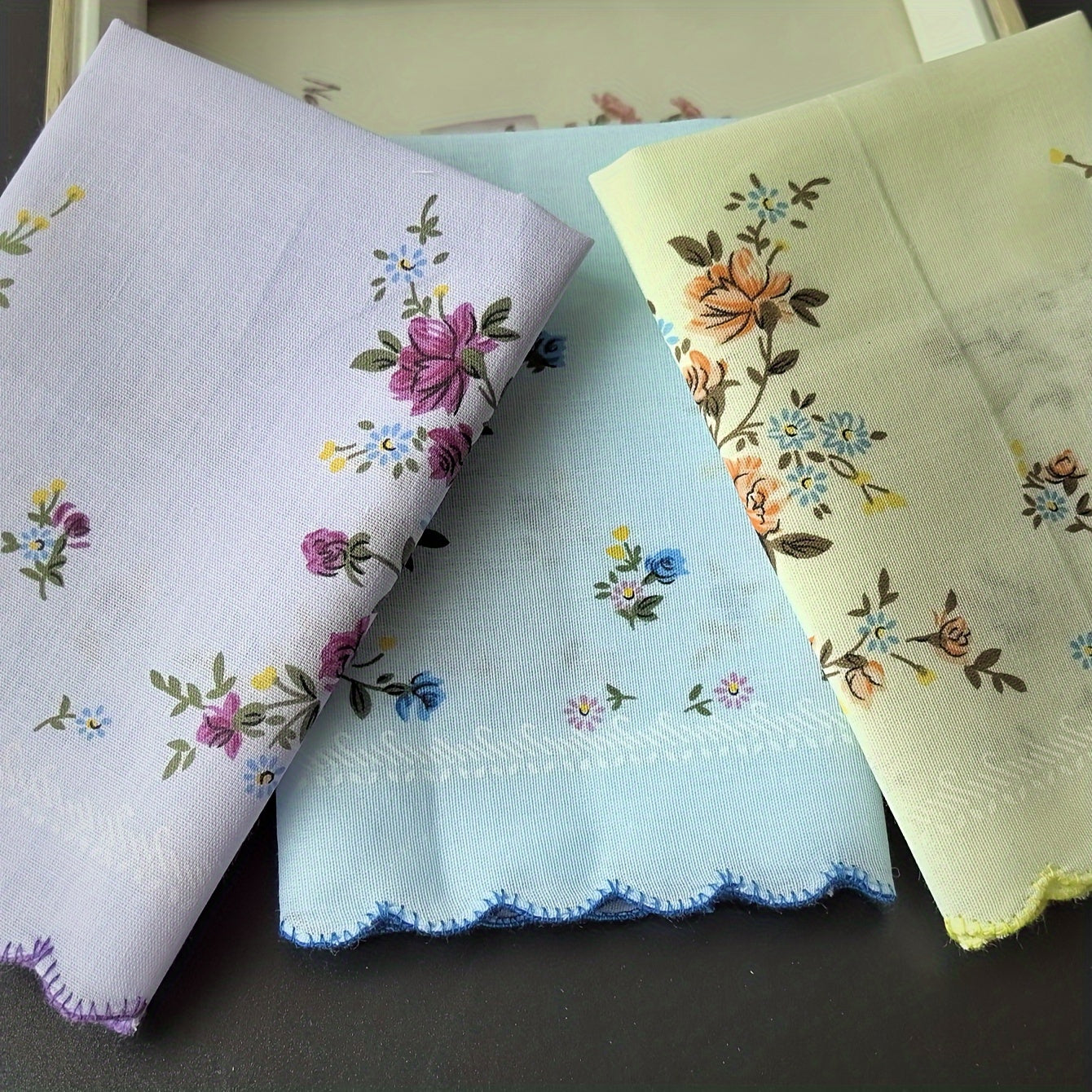 Women's Handkerchief Set of 6 Retro Style Printed Cotton 29.46cm